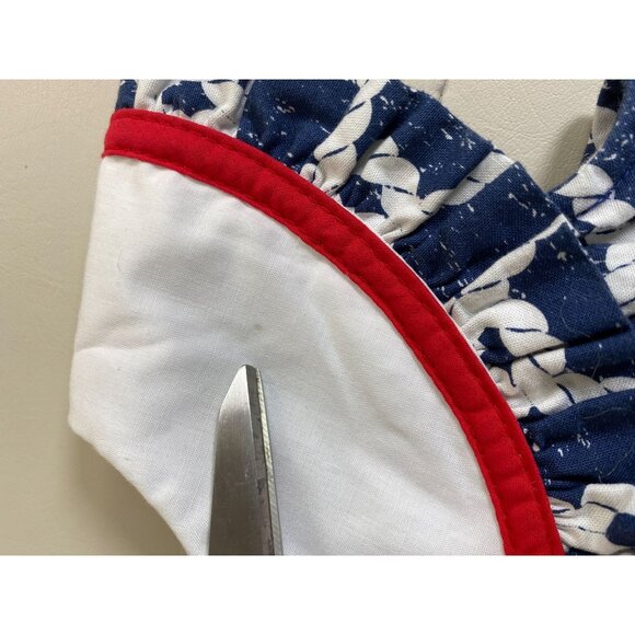 La Za Me Nautical Rope Print Baby Dress size 12 Month Sleeveless White Collar - Picture 7 of 15
